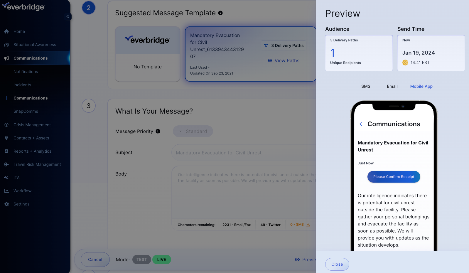 screenshot of Everbridge 360